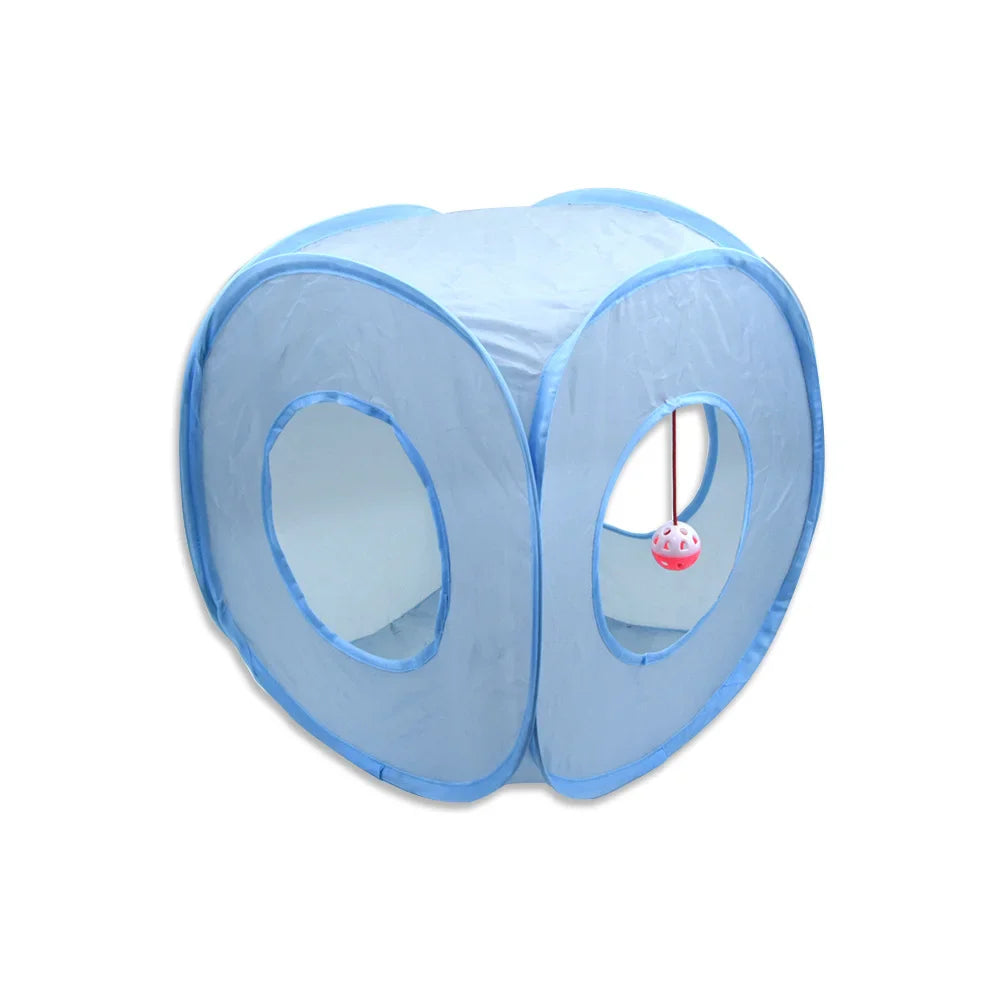 Grey Cat Toy Tunnel with Scratching and Play Features-My Little Pet