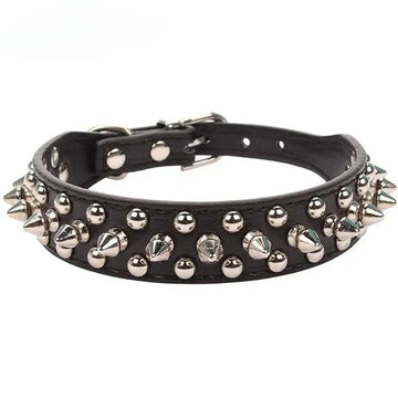 Adjustable PU Leather Spiked Dog Collar – Stylish Punk Rivet Design for Small Dogs and Cats - My Little Pet