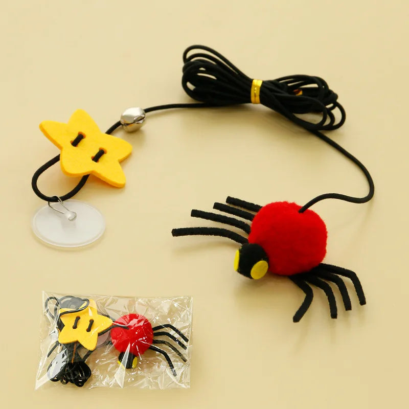 Cat Door Hanging Toy with Elastic Feather and Bell-My Little Pet