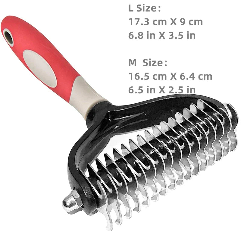 Dual-Sided Pet Grooming Brush for Dogs and Cats - Stainless Steel Undercoat Rake for Dematting and Detangling-My Little Pet