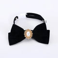 Elegant Velvet Cat Collar with Pearl and Bowknot-My Little Pet