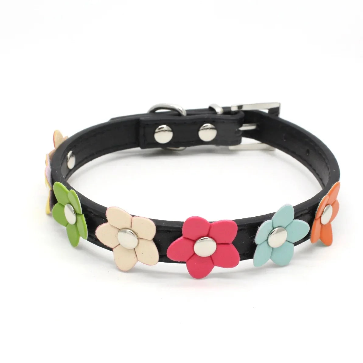 Floral Faux Leather Pet Collar for Dogs and Cats-My Little Pet
