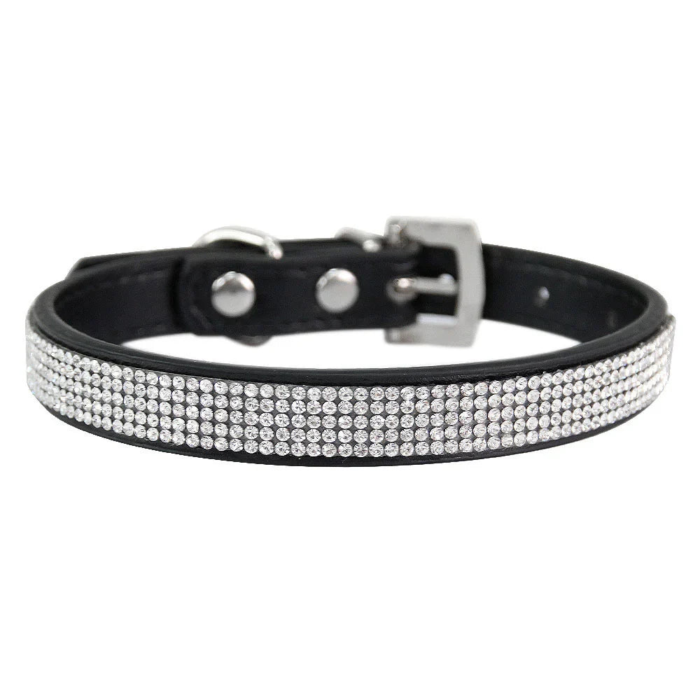Elegant Rhinestone Leather Pet Collar-My Little Pet