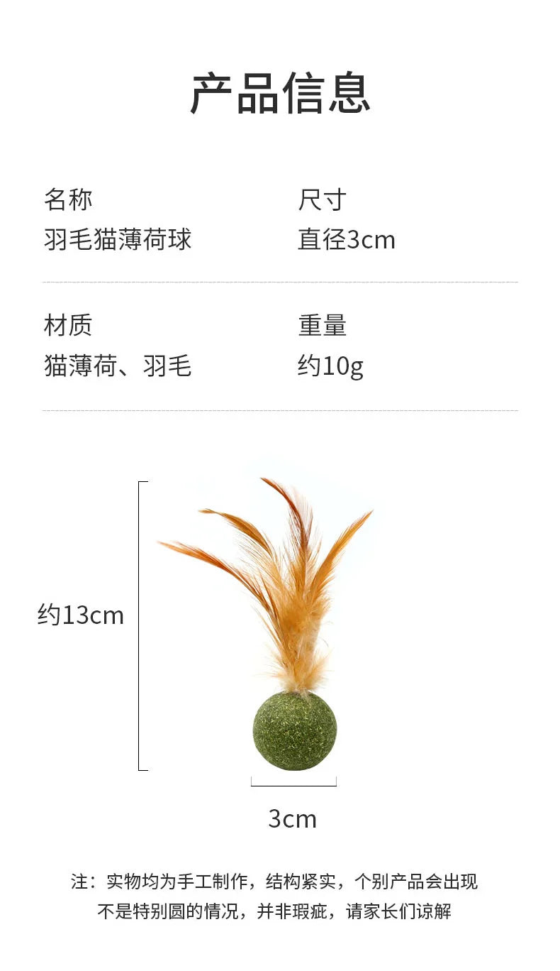 Feather Catnip Ball Toy for Cats - Enhances Digestion and Dental Health-My Little Pet