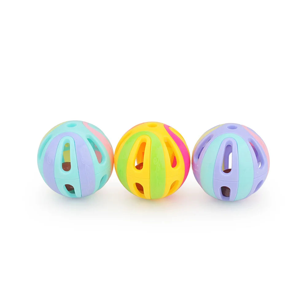 6-Pack Colorful Plastic Ball Cat Toys with Bells-My Little Pet