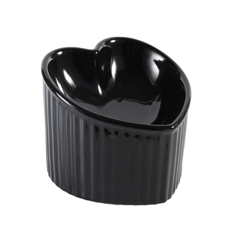 Heart-Shaped Ceramic Elevated Cat Bowl-My Little Pet