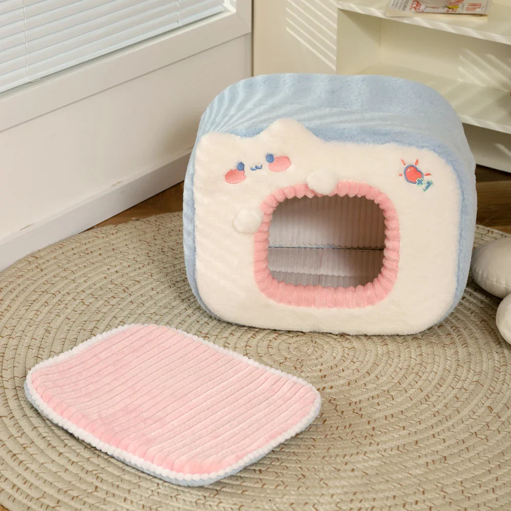 Cozy Cat Bed - Soft Velvet Pet House with Breathable Comfort Cushion-My Little Pet