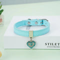 Adjustable PU Leather Pet Collar with Rhinestone Heart and Bling for Small to Medium Dogs and Cats-My Little Pet