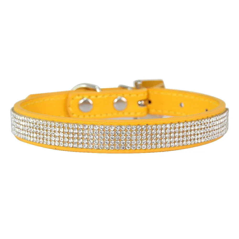 Elegant Rhinestone Leather Pet Collar-My Little Pet