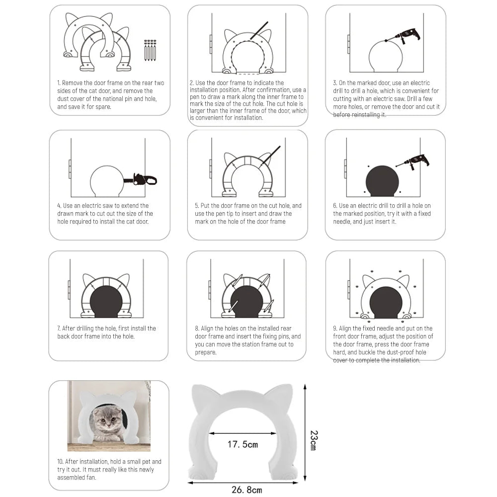 Adjustable Pet Door for Cats and Dogs with 4-Way Lock-My Little Pet