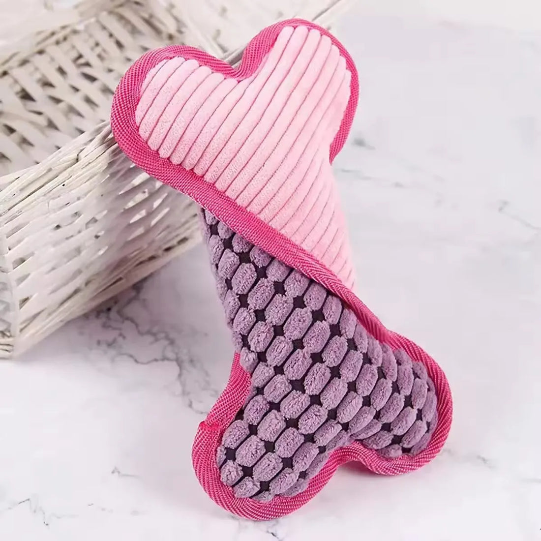 Durable Plush Dog Bone Toy with Squeaker-My Little Pet