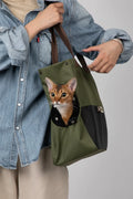 Portable Canvas Cat Carrier Bag - Shoulder Sling Travel Handbag for Pets-My Little Pet