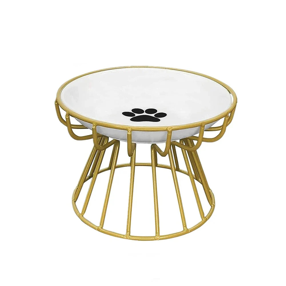 Elevated Ceramic Cat Bowls with Stylish Metal Stand-My Little Pet