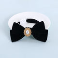 Elegant Velvet Cat Collar with Pearl and Bowknot-My Little Pet