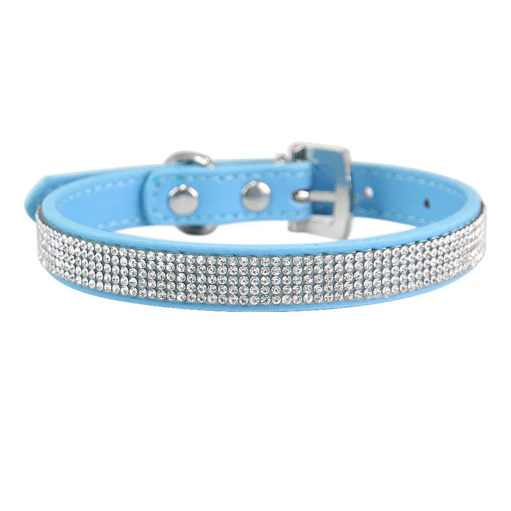 Elegant Rhinestone Leather Pet Collar-My Little Pet