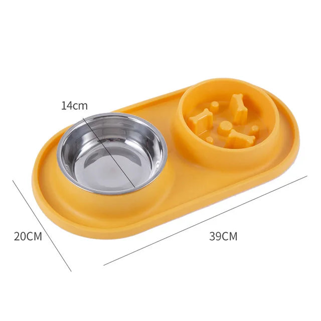 Anti-Choking Pet Feeding Bowl with Dual Stainless Steel & Silicone Design-My Little Pet