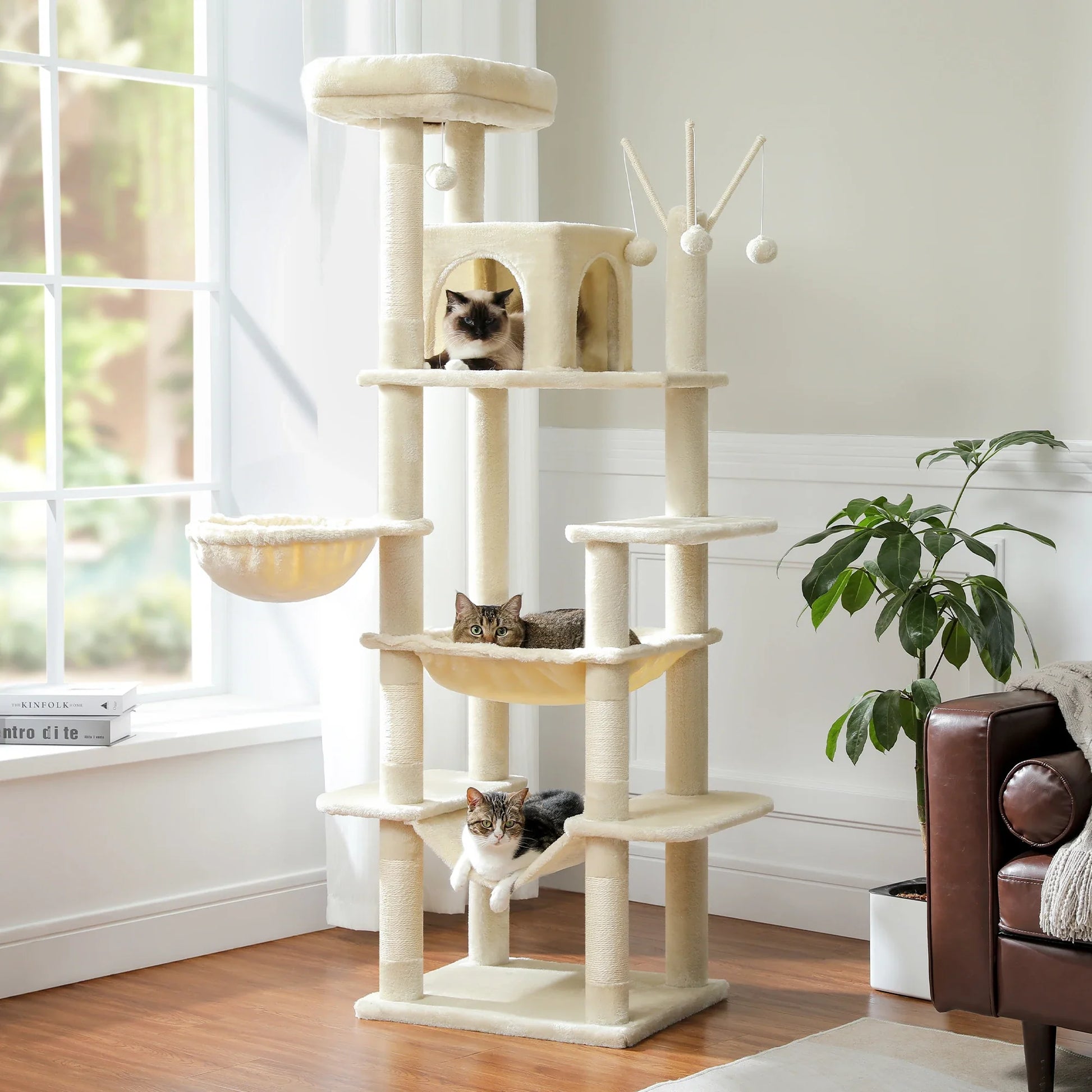 Deluxe Multi-Cat Tower Tree - 175cm High with 6-Tier Structure-My Little Pet