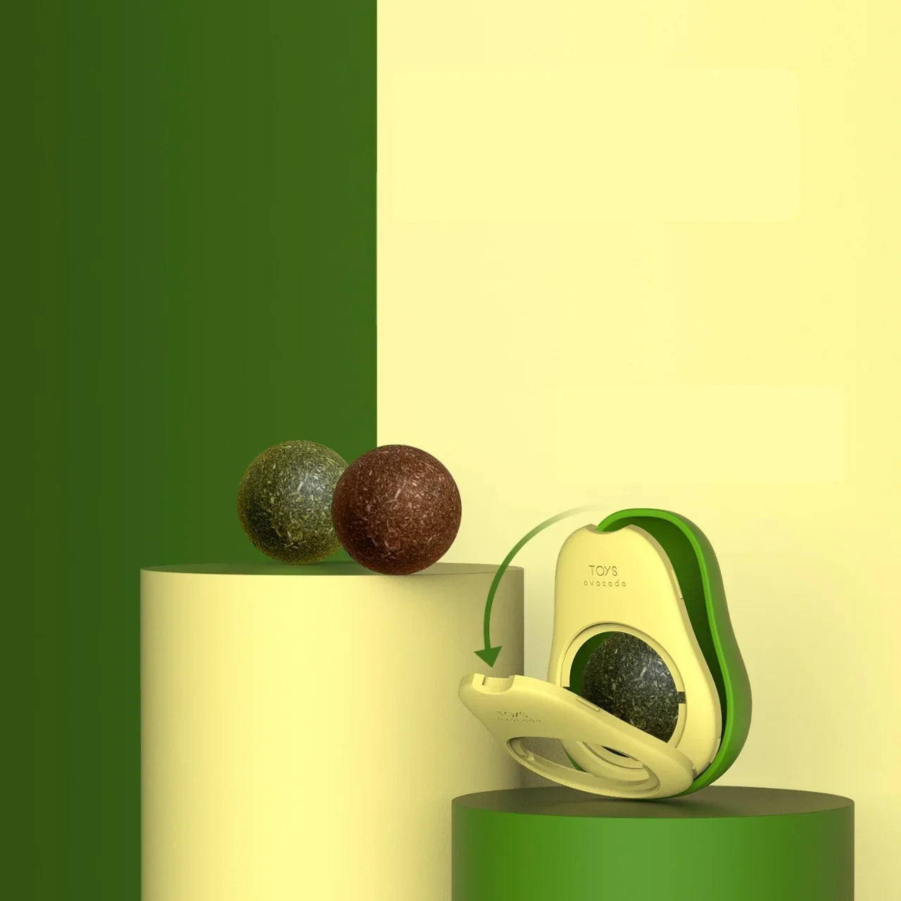 Avocado-Shaped Catnip Toy with Wooden Features for Dental Health-My Little Pet