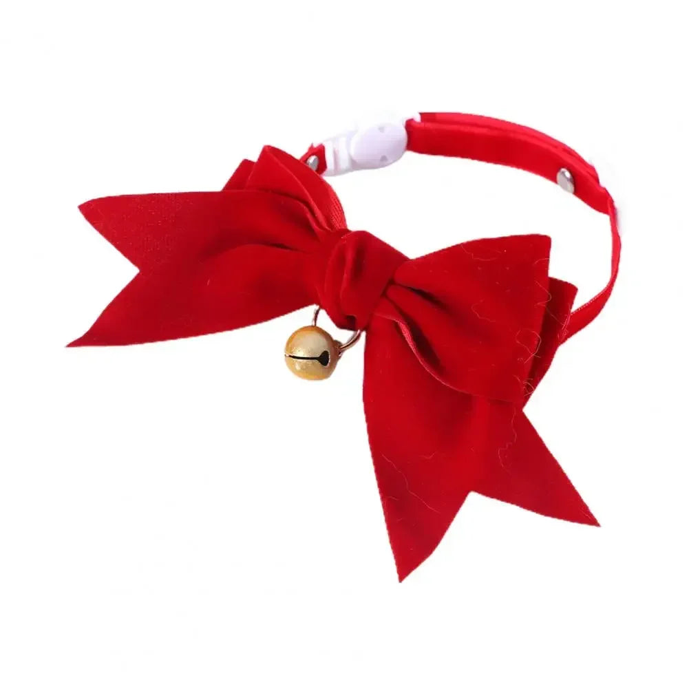 Elegant Velvet Cat Collar with Bowknot and Bell-My Little Pet