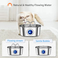 3.2L Stainless Steel Cat Water Fountain - LED Light & Silent Pump-My Little Pet