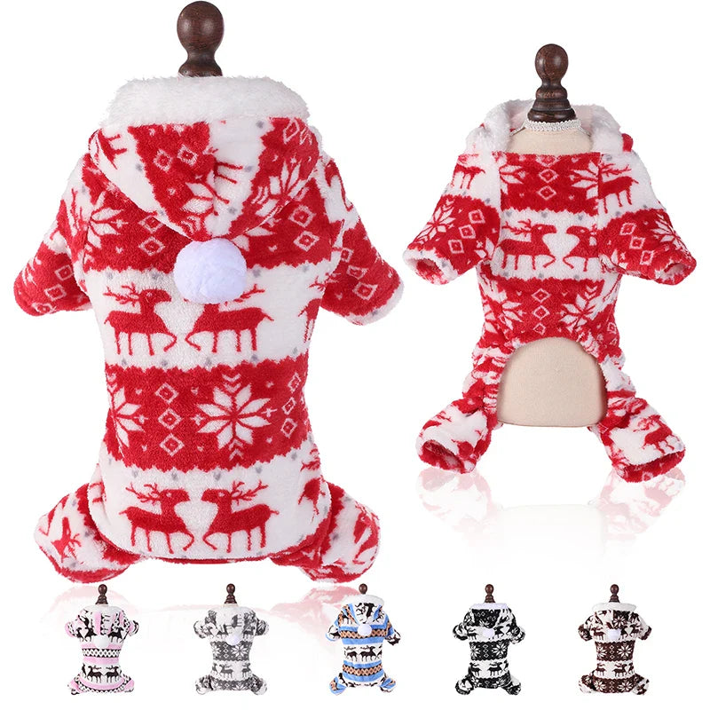Winter Plush Dog Jumpsuit - Cozy Pet Pajamas for Small to Medium Dogs and Cats-My Little Pet