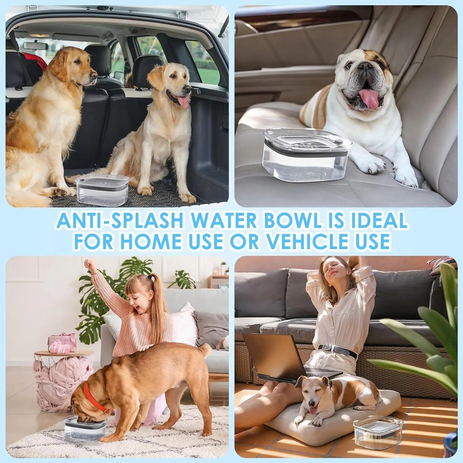 Anti-Splash Pet Water Bowl with 2L Capacity, No Mess Dispenser-My Little Pet