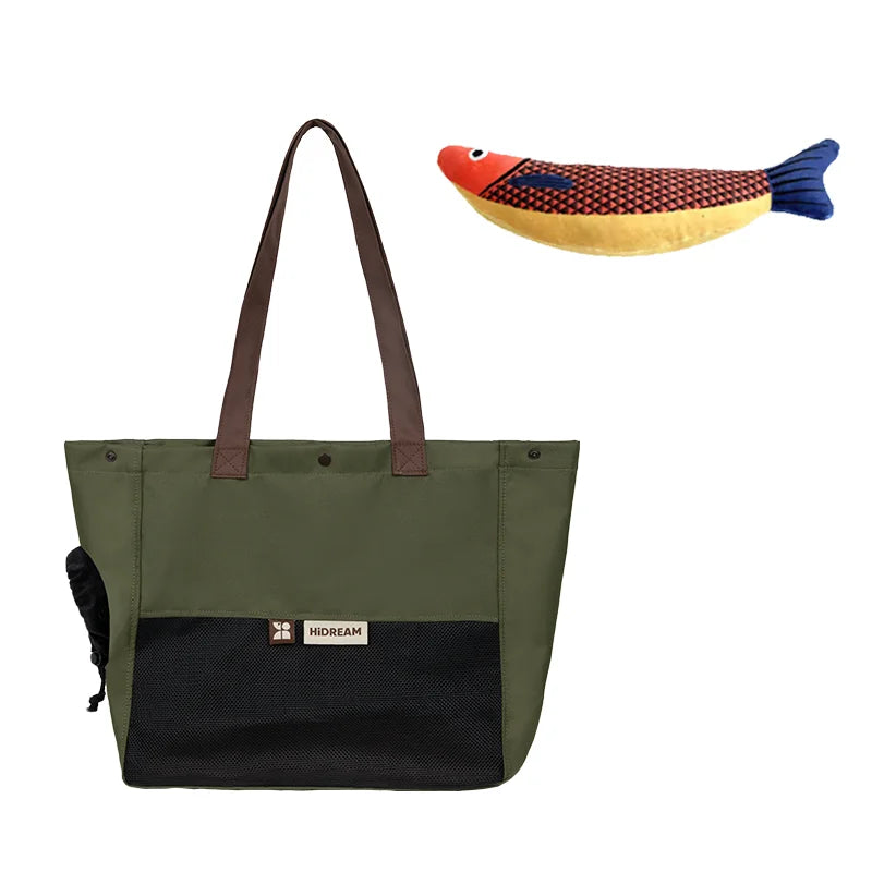 Portable Canvas Cat Carrier Bag - Shoulder Sling Travel Handbag for Pets-My Little Pet