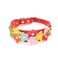 Floral Faux Leather Pet Collar for Dogs and Cats-My Little Pet