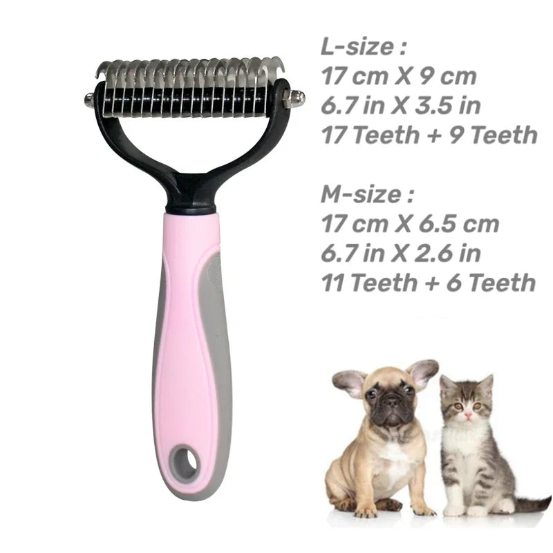 Dual-Sided Pet Grooming Brush for Dogs and Cats - Stainless Steel Undercoat Rake for Dematting and Detangling-My Little Pet