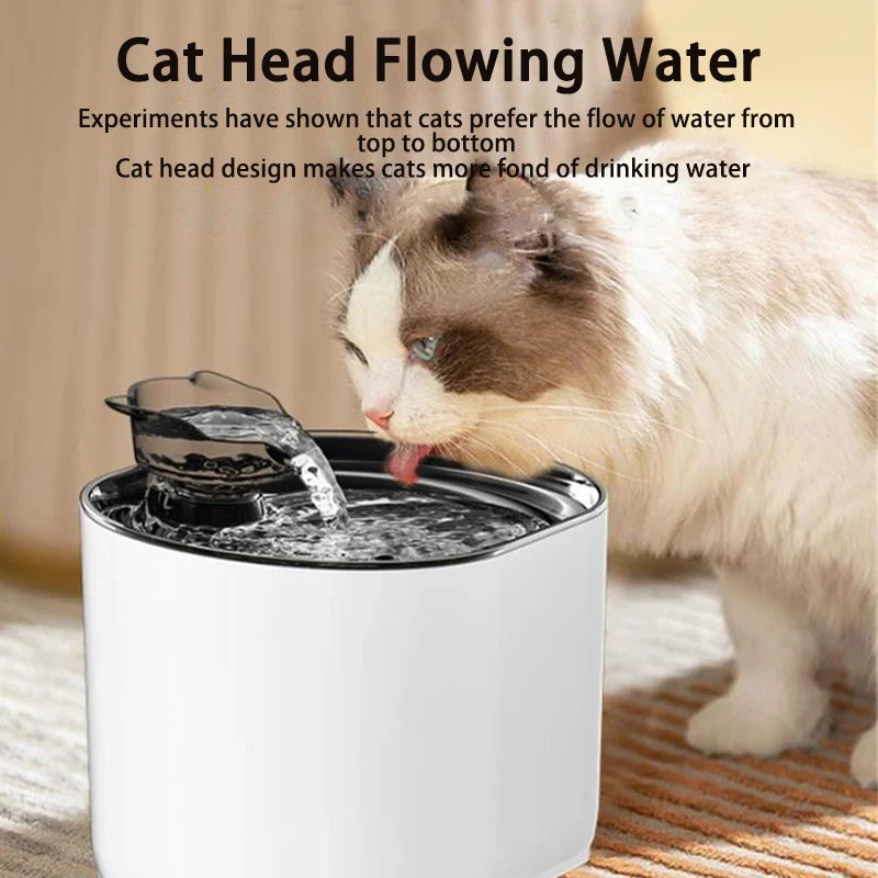 USB Electric Cat Water Fountain with Cat Ear Design and Quiet Pump-My Little Pet