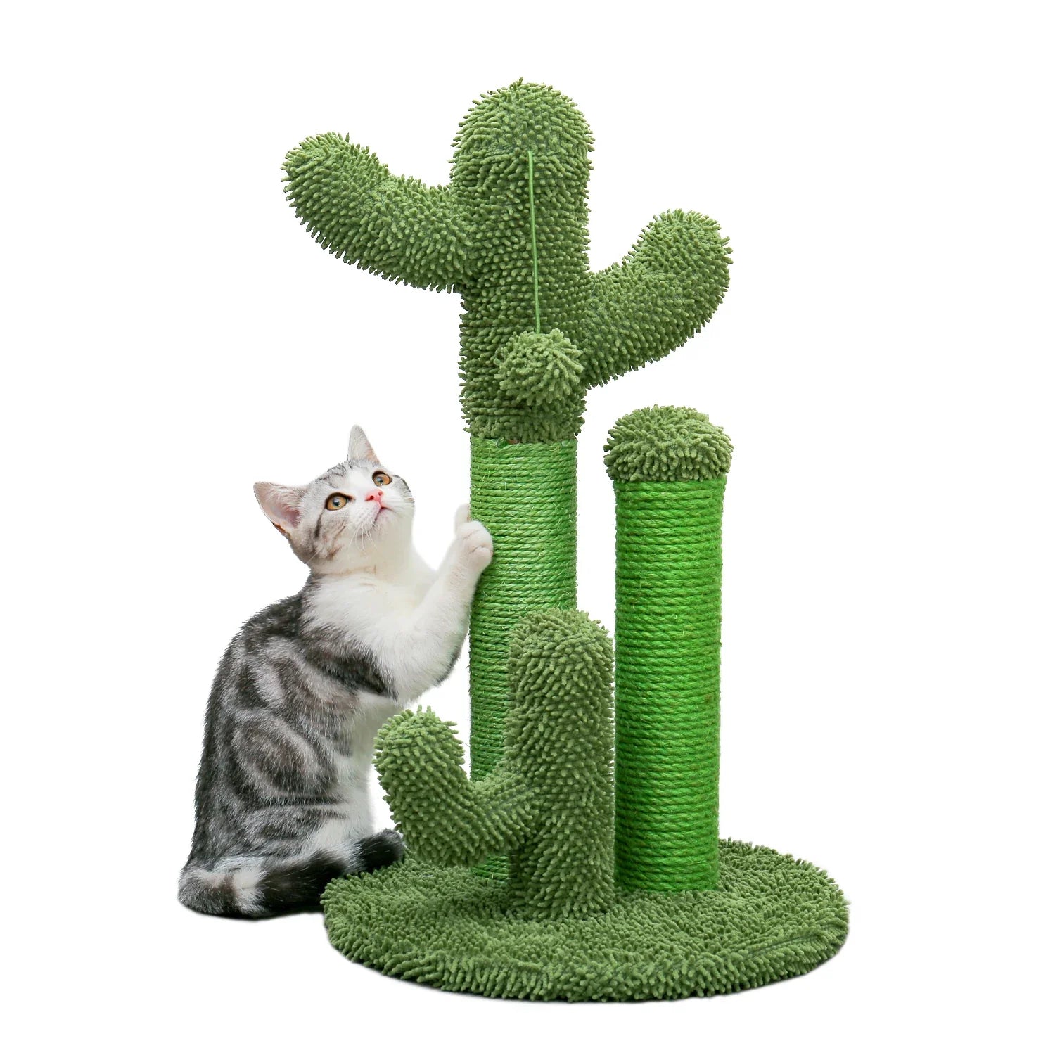 Cactus Cat Scratching Post with 3 Poles and Interactive Dangling Ball-My Little Pet