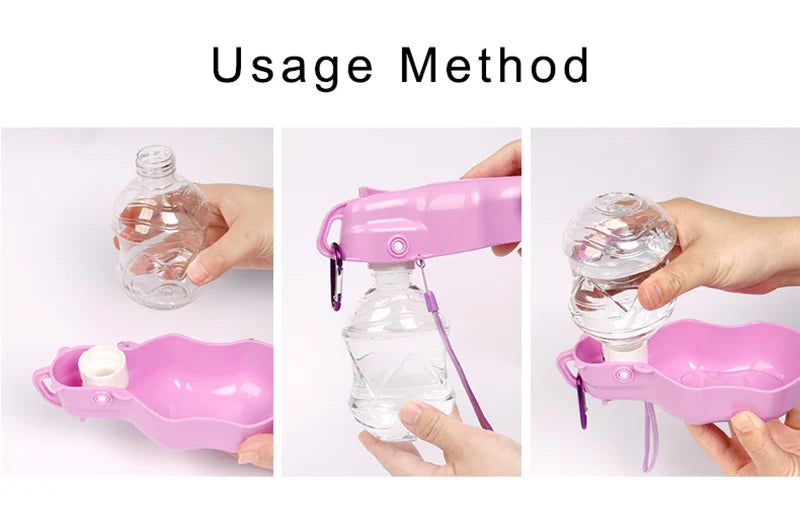 Foldable Pet Water Bottle with Drinking Bowl, Suitable for Dogs and Cats, Available in 280ml or 518ml-My Little Pet