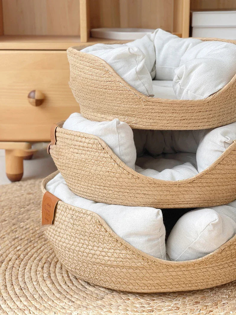 Handmade Bamboo Weaving Pet Bed for Cats-My Little Pet
