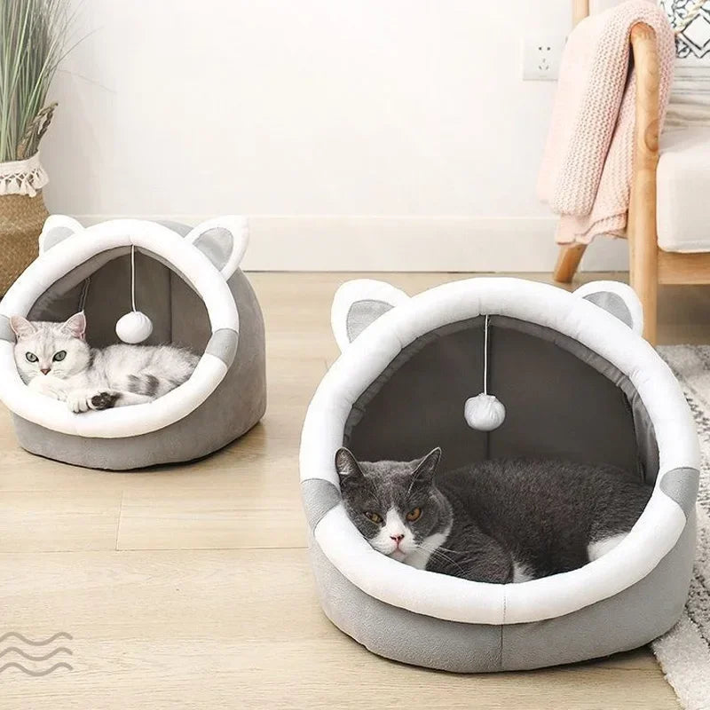 Cat Nest House – Cozy Cave Bed with Cute Cat Ears-My Little Pet