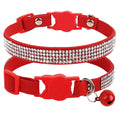Elegant Suede Leather Cat Collar with Rhinestones and Bell-My Little Pet