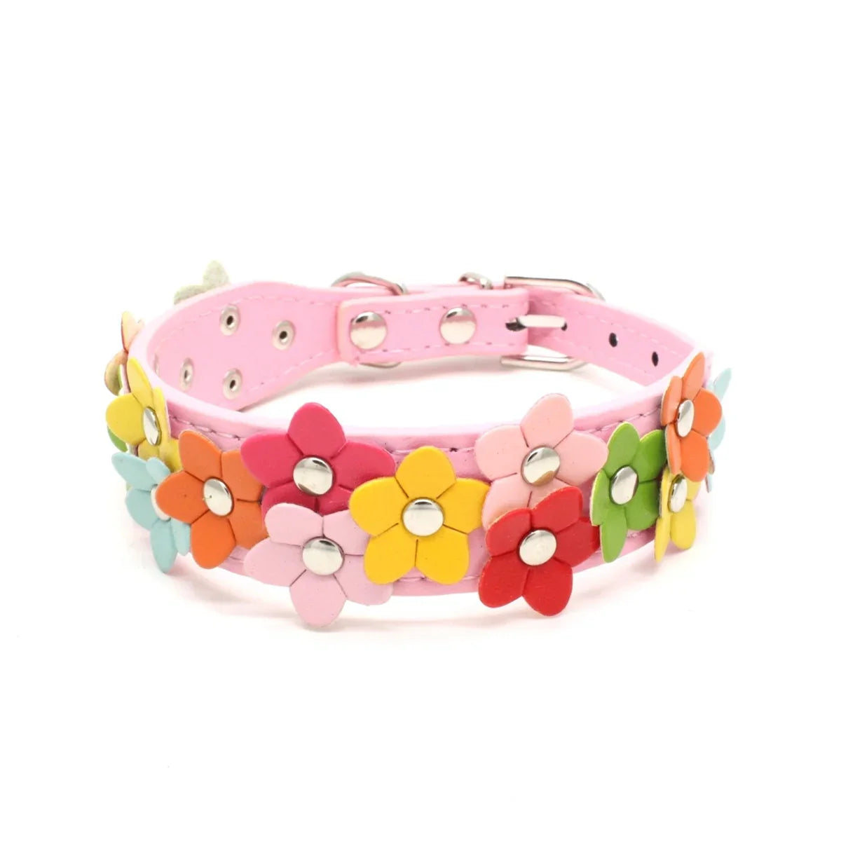 Floral Faux Leather Pet Collar for Dogs and Cats-My Little Pet