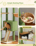 Adjustable Floor-to-Ceiling Cactus Cat Tree - Tall Activity Tower with Condo & Hammocks-My Little Pet