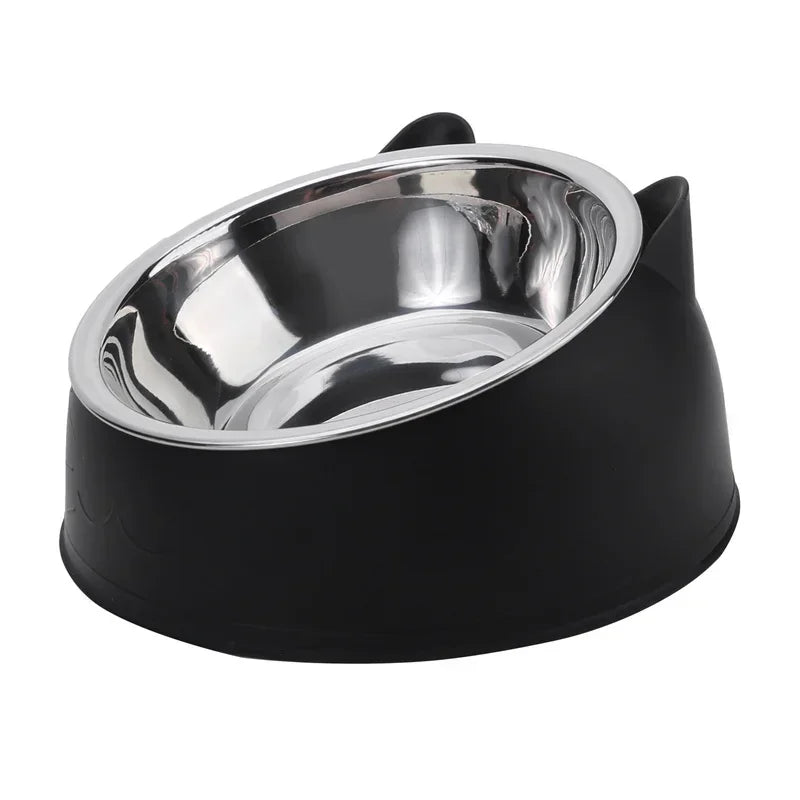 Non-Slip Cat Bowl with Stainless Steel Insert – Cute Ear Design-My Little Pet