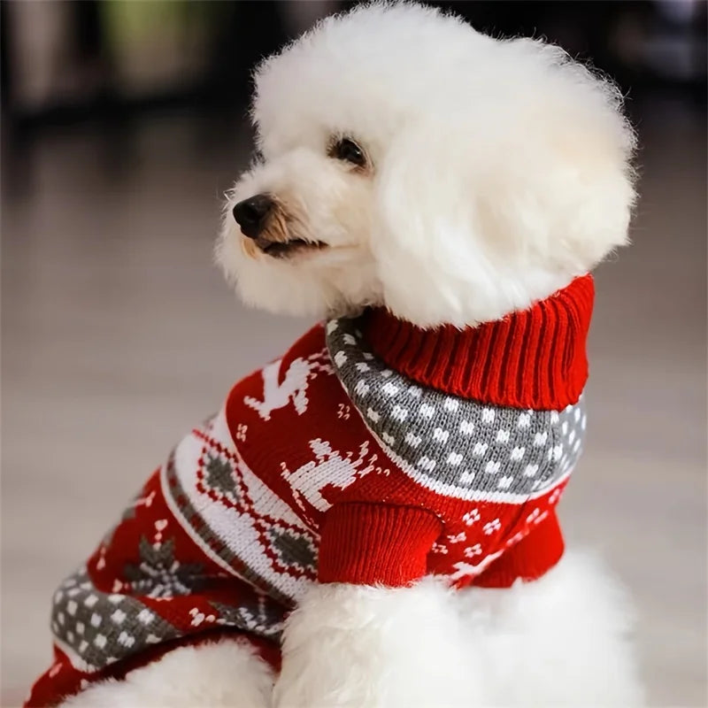 Festive Pet Sweaters for Dogs and Cats - Maroon Elk Design-My Little Pet