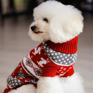 Festive Pet Sweaters for Dogs and Cats - Maroon Elk Design-My Little Pet