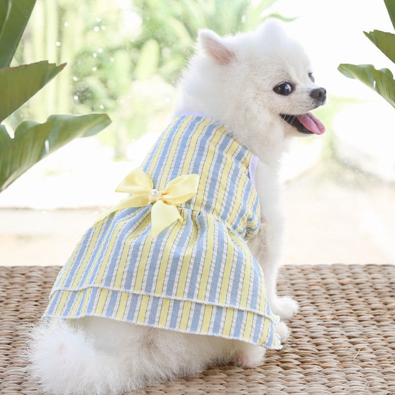 Chic Striped Butterfly Summer Dress for Pets-My Little Pet