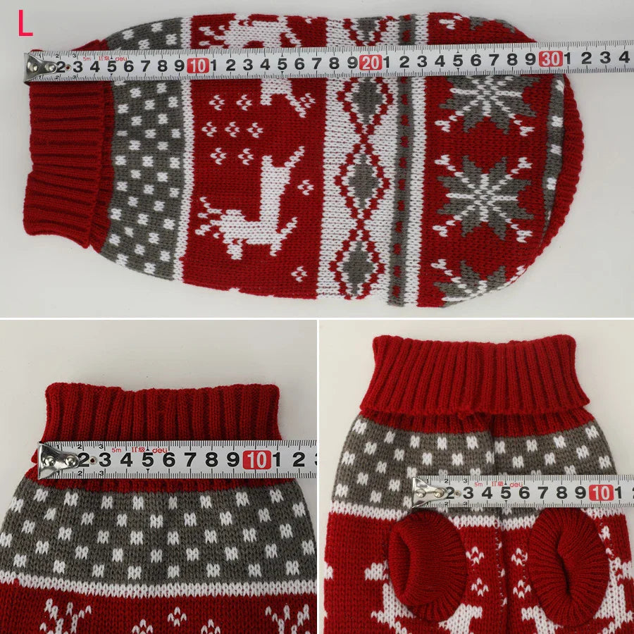 Festive Pet Sweaters for Dogs and Cats - Maroon Elk Design-My Little Pet