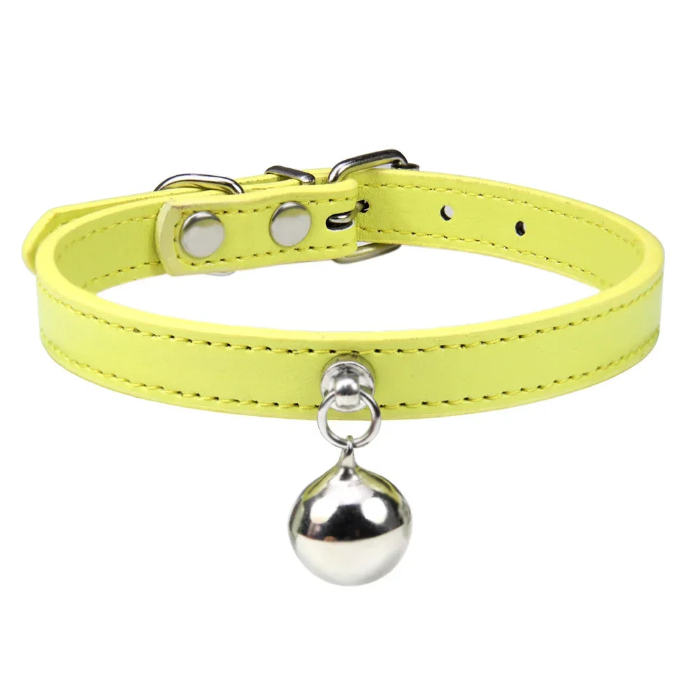 Customizable PU Leather Cat Collar with Bell and Engraving Options-My Little Pet