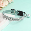 Elegant Suede Leather Cat Collar with Rhinestones and Bell-My Little Pet