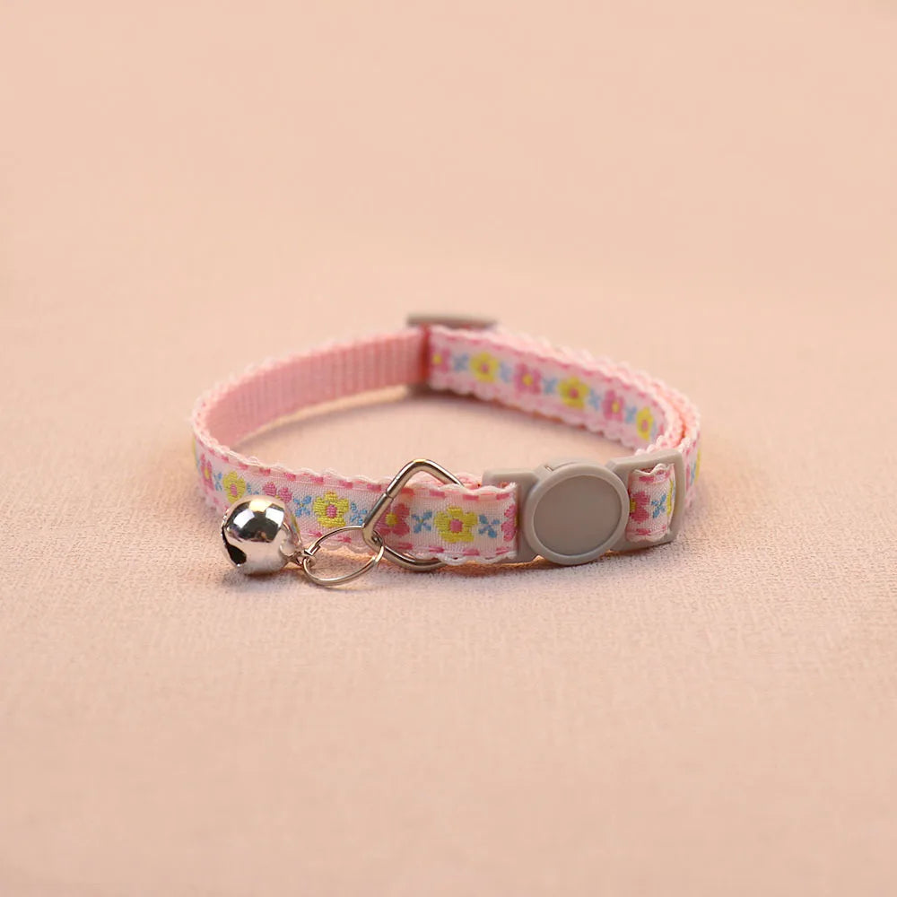 Handcrafted Flower Cat Collar with Bell - Adjustable and Stylish Pet Accessory-My Little Pet