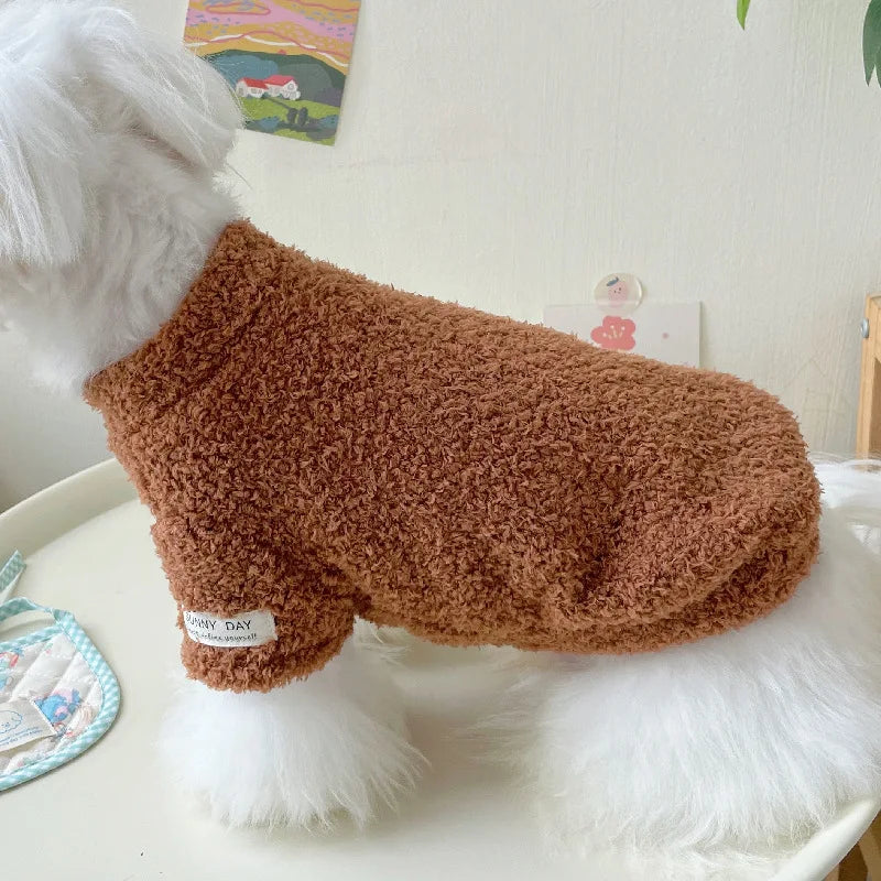 Cozy Winter Sweater for Small to Medium Dogs - Solid Color, Cotton-My Little Pet