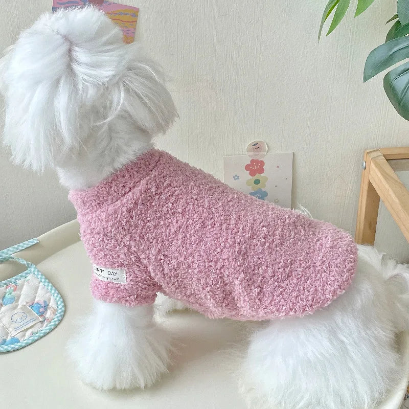 Cozy Winter Sweater for Small to Medium Dogs - Solid Color, Cotton-My Little Pet