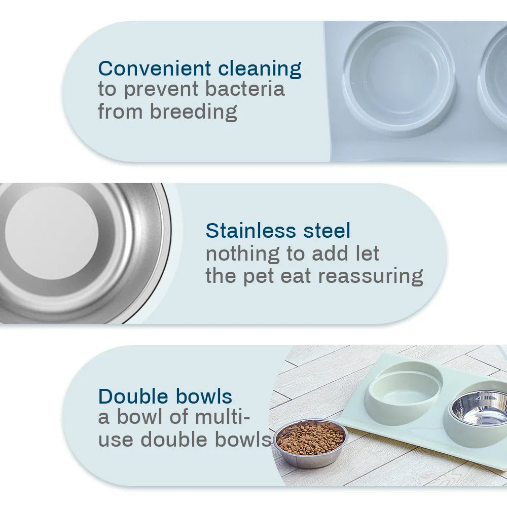 Eco-Friendly Stainless Steel Dual Pet Bowls for Small to Medium Dogs and Cats-My Little Pet