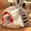 Warm Cat Beds - Cartoon Shark Pet Cave, Sweet Kittens Basket Cushion, Cat Pillow Mat Tent-My Little Pet
