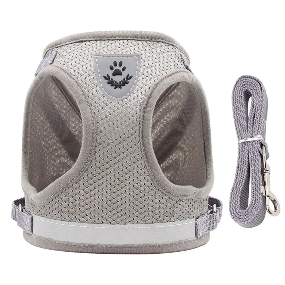 Reflective Mesh Cat Harness and Leash Set – Adjustable, Escape-Proof, for Small Pets-My Little Pet